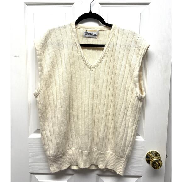 Vintage London Fog Sweater Vest V Neck Knit Pullover DC Cream Men’s Size XL - Picture 1 of 4